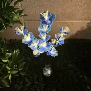 led太阳能光纤地插灯 蝴蝶兰玉兰花仿真花户外草坪灯花园氛围彩灯