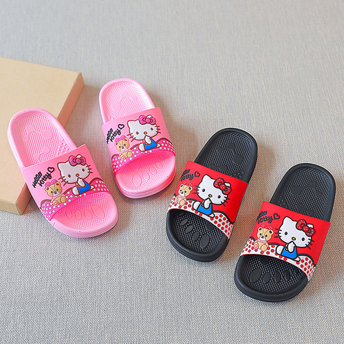 Three Lio Girls Spring and Summer New Kids Red Non-slip Home Indoor Household Cartoon Beach Swimming Pool Slippers