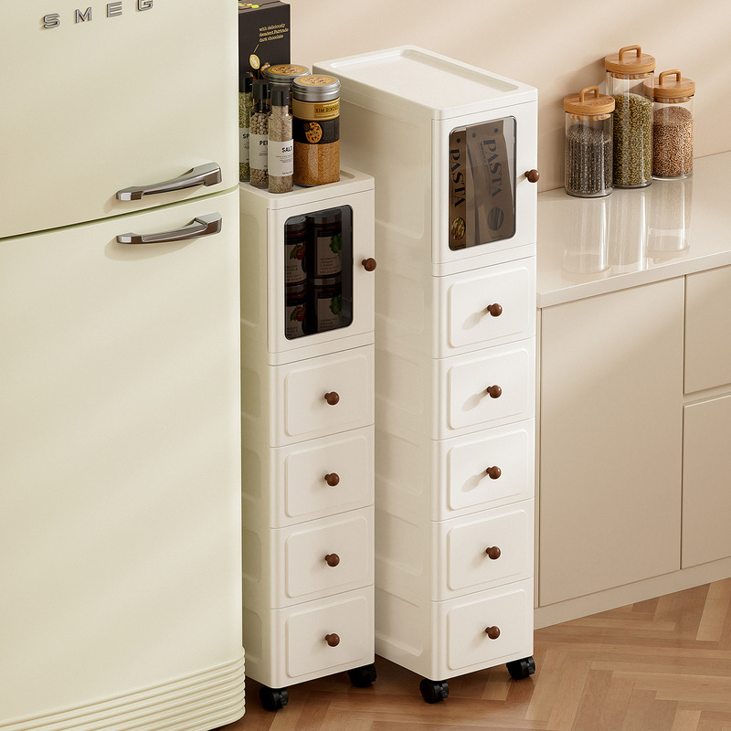 23cm Wide Gap Storage Cabinet Multi-Layer Narrow Cabinet with Cabinet Door Toilet Kitchen Living Room Drawer Storage Storage Cabinet