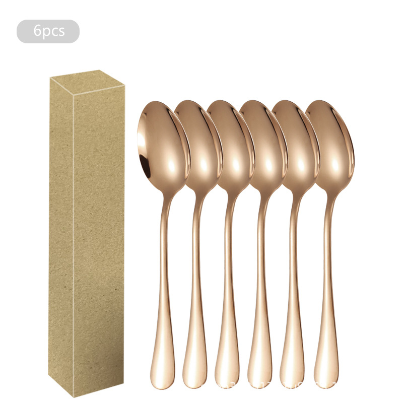 1010 Acero inoxidable 6 paquetes Cuchillo de mesa Cuchillo de carne Cuchara de comida occidental Cuchara Cuchara de postre Juego de vajilla de alta gama para hotel