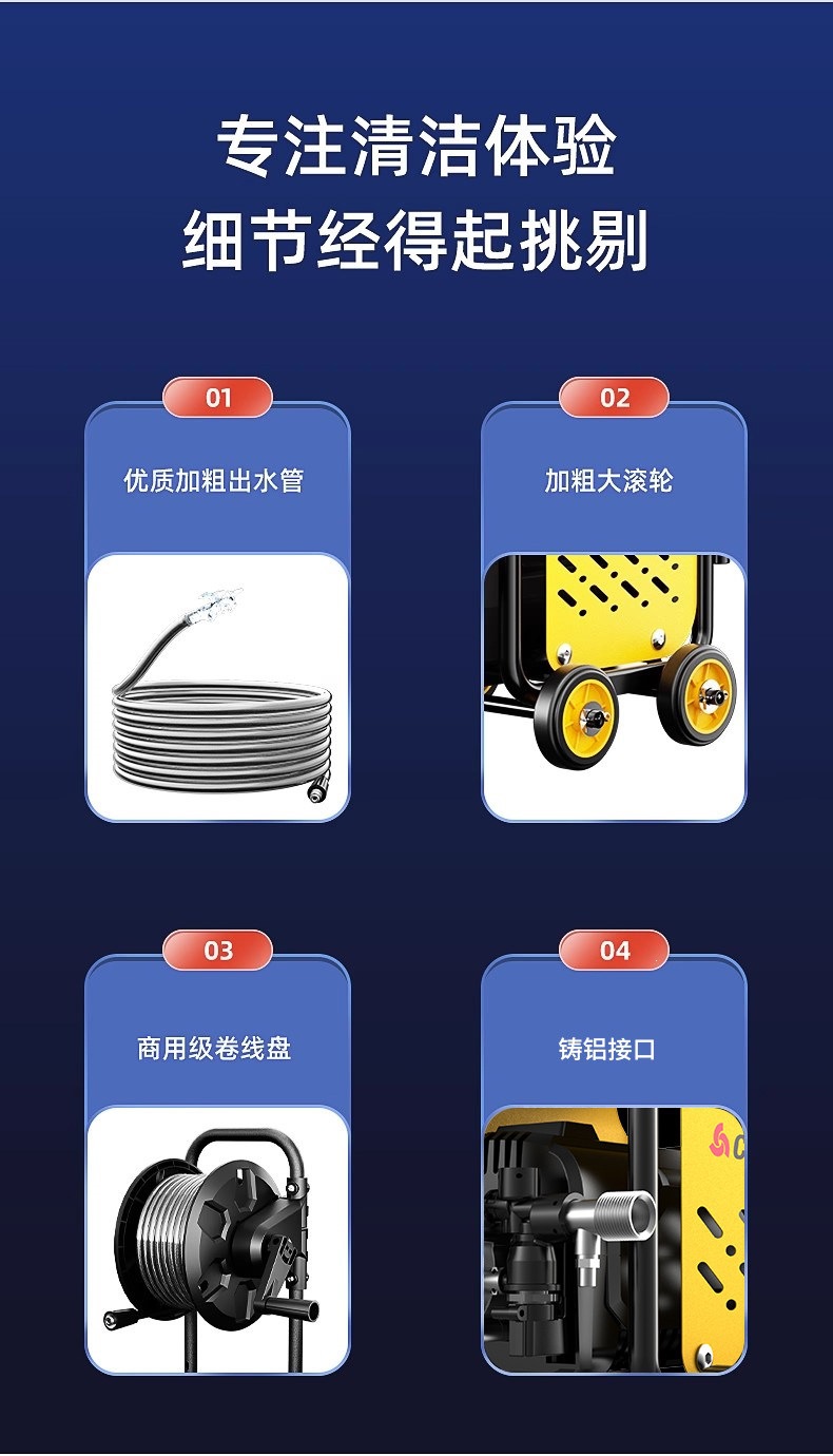 Zhigao Car Washing Machine 220V High-Pressure Household High-Power Car Wash Water Gun, Pressure-Boosted Powerful Car Cleaning Machine