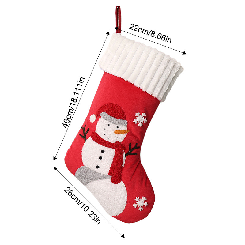 Flannel towel embroidered Christmas stocking snowman