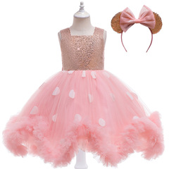 New European and American Children's Dress with Irregular Hem Princess Dress Birthday Formal Dress Performance Costume
