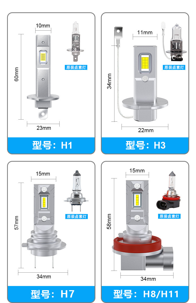 Amazon New Car Led Headlight 1:1 Direct Plug Mini H1 H7 H3 H11 P13W9005 9006