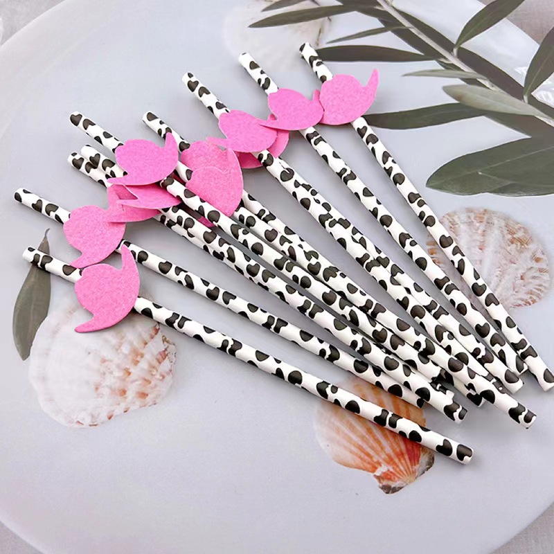 Fiesta transfronteriza decoración creativa paja vaca Rosa Bowler papel paja desechable decoración de bebidas