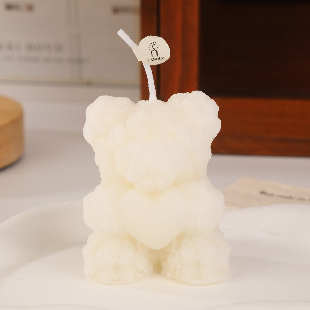 Rose bear perfume vela al por mayor creativa casera de la atmósfera del día de San Valentín perfume regalo de mano modelado vela transfronteriza