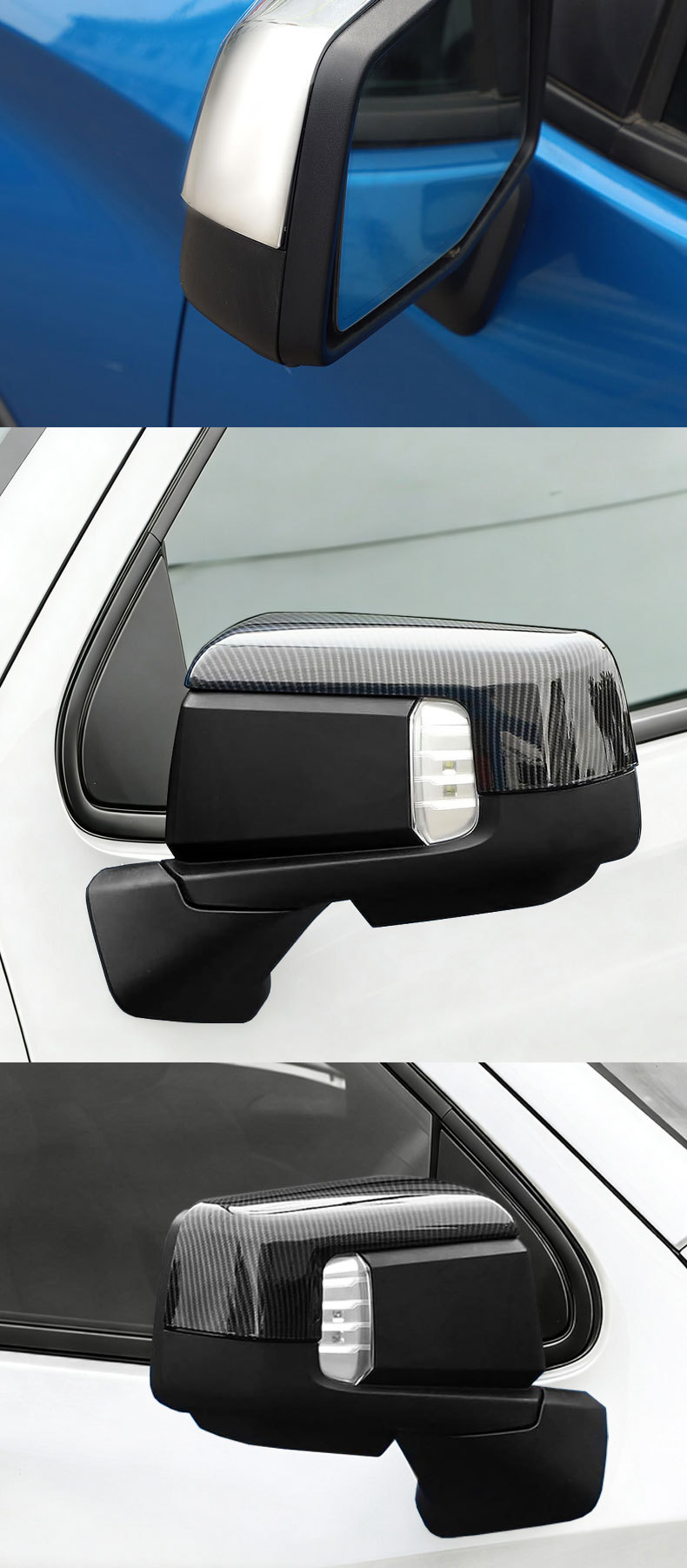 Suitable for 19-25 Chevrolet Silverado1500 Silverado/Gmc Bright Silver Carbon Pattern Modified Rearview Mirror Housing