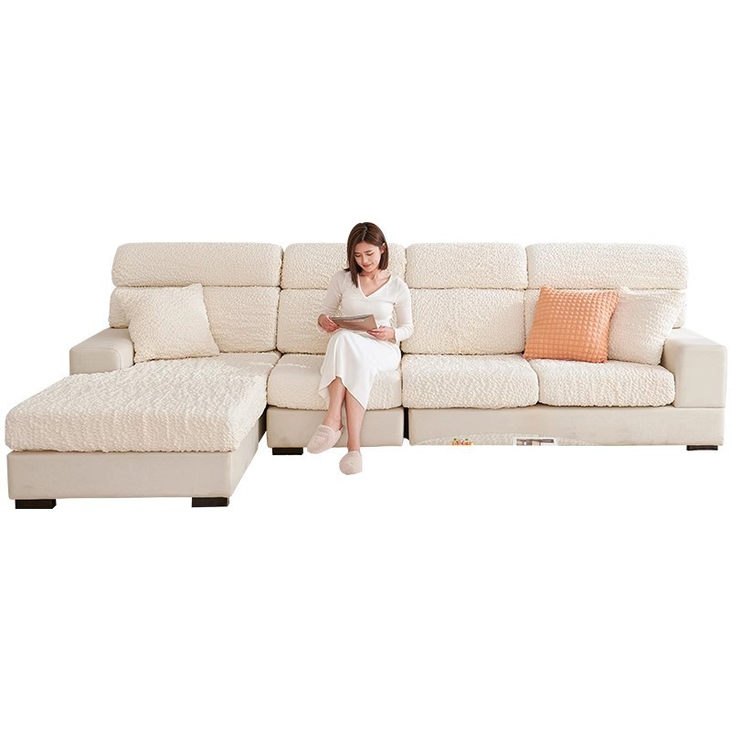 Cream burbuja hilo sofá cubierta todo incluido respaldo nuevo sofá elástico para proteger a los gatos contra el cojín perezoso