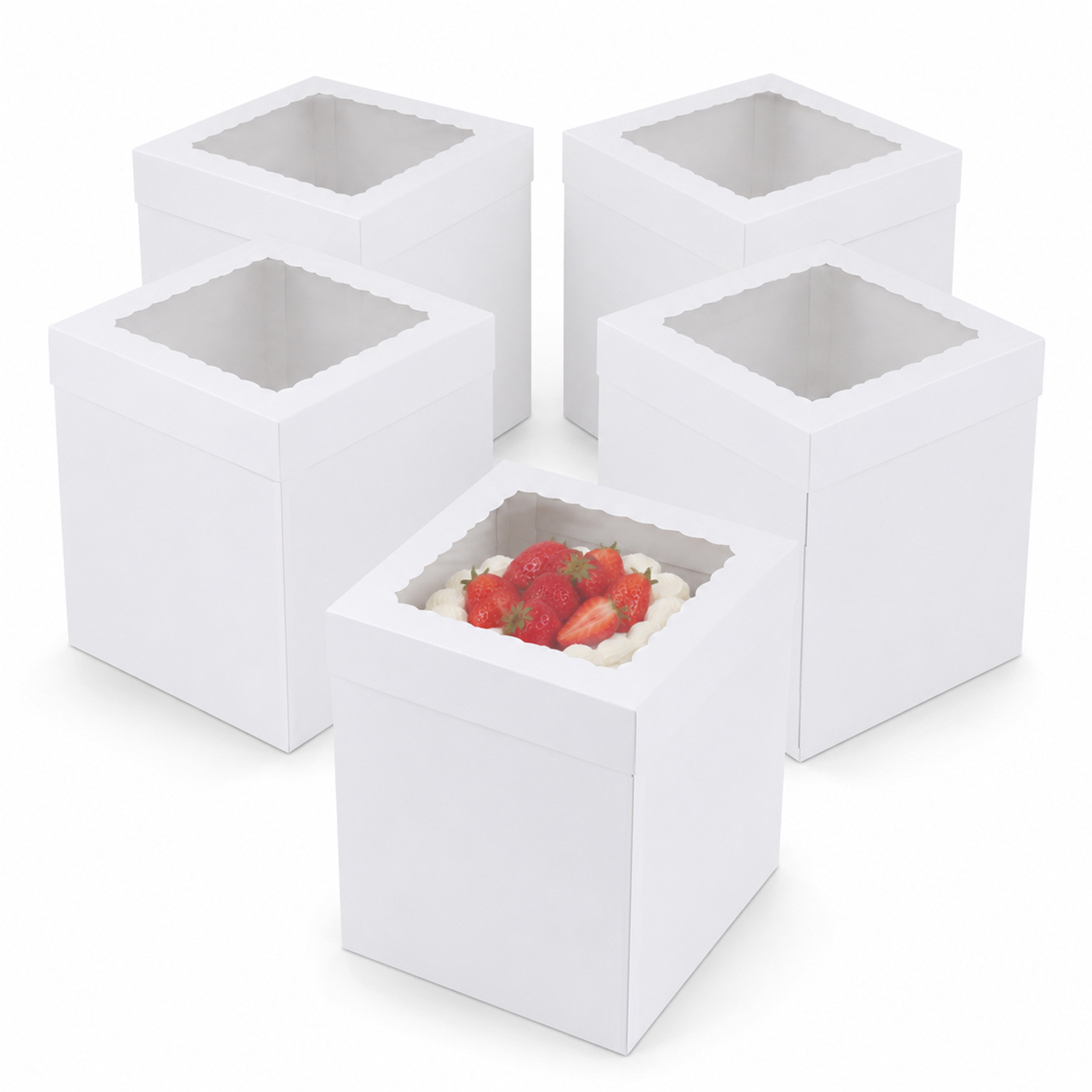 141412 Caja de papel con tapa corrugada, ventana abierta, caja de pastel transparente, caja de embalaje para hornear pan, caja de cake image 7