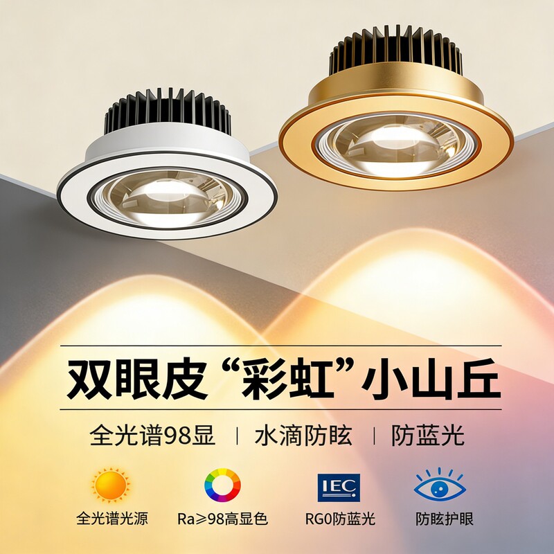 Rainbow Small Hill Recessed Spotlight for Living Room Home Use Led 2026 New Model Double Eyelid Anti-Glare Downlight Opening