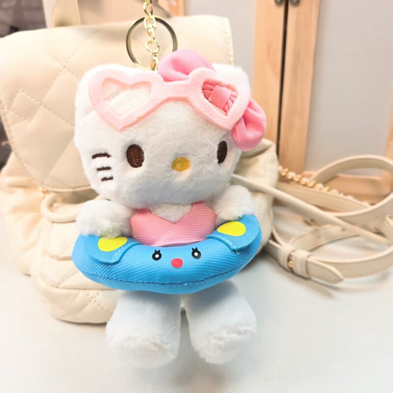 インターネット有名人かわいい水泳リング kt 猫ペンダントぬいぐるみ人形子猫バッグペンダントキーホルダー人形|undefined
