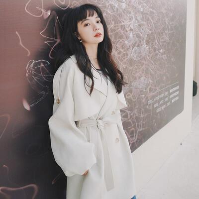 实拍米白色女短款小个子2021春季新款收腰显瘦气质洋气英伦风外套|ru
