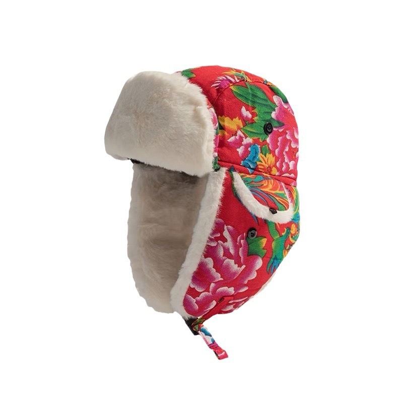 Northeast Flower Leifeng sombrero de invierno para hombres y mujeres grueso sombrero de oído caliente sombrero de esquí para padres e hijos algodón poliéster frío