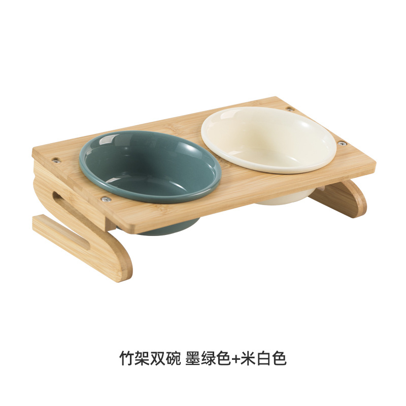 Tazón de cerámica gato tazón de comida para gatos tazón de perro tazón de beber tazón doble tazón de protección cervical suministros para mascotas