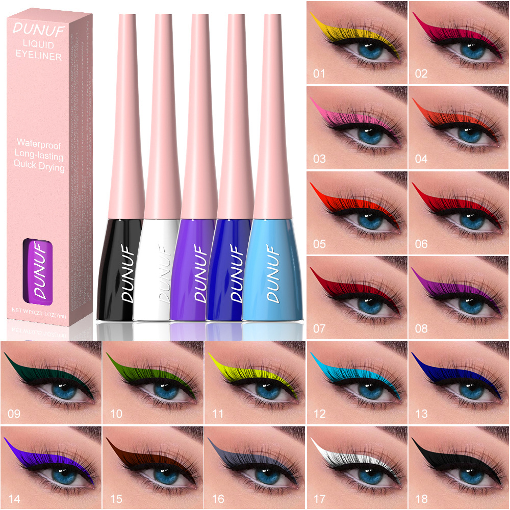 Dunuf 18-Color Long-Lasting Waterproof Colored Eyeliner Pen. Please Check! Link for Disclaimer - Exclusively for Foreign Trade