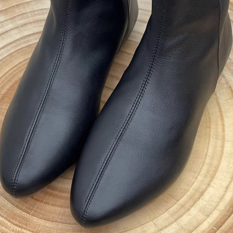 Retro Pointed Toe Ankle Boots For Women Western Style Leather_voghion.com