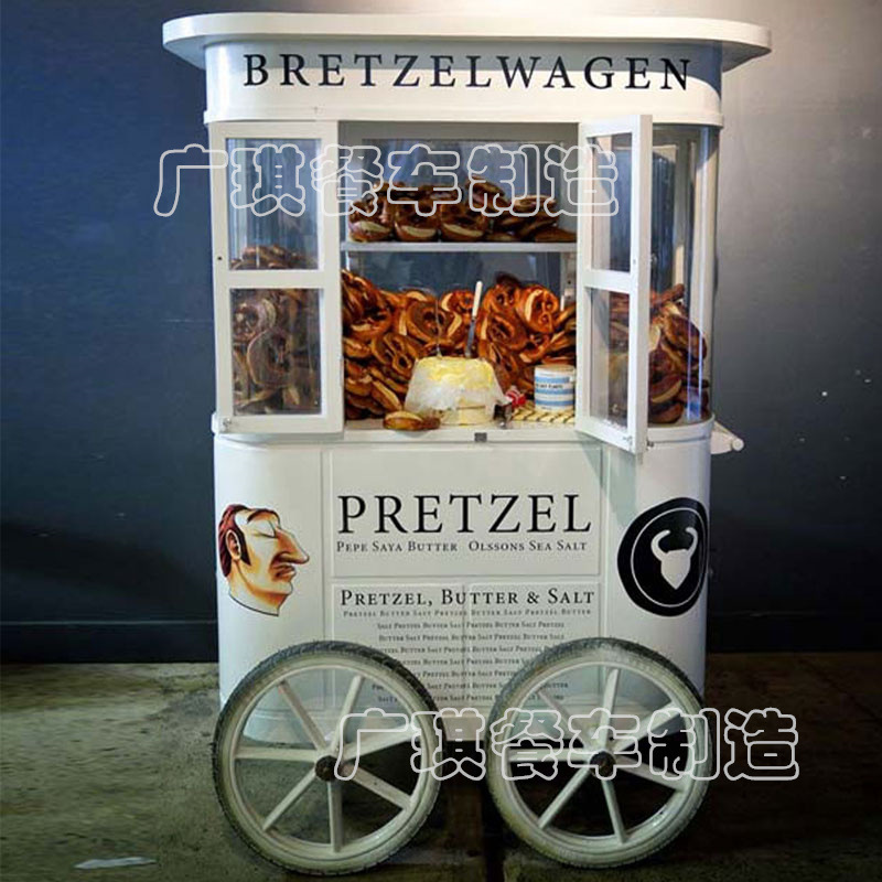 欧式白色酒店陈列展示柜 户外金属商品陈列手推车 移动售货车