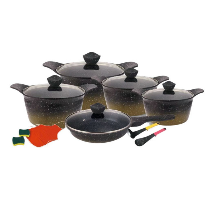 Gradiente estilo coreano 15 piezas de cocina unique 15pcs antiadherente cocina
