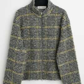 高版OurLegacy高领羊毛混纺格子复古拉链开衫针织潮修身男女外套