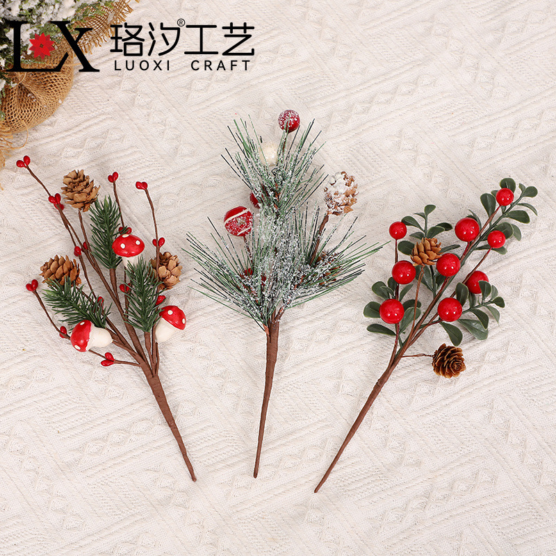 New Rose Fruit Stitching Christmas Decorations Hand Roll Creative Combination Christmas Tree Rattan Decoration Flower Ornaments