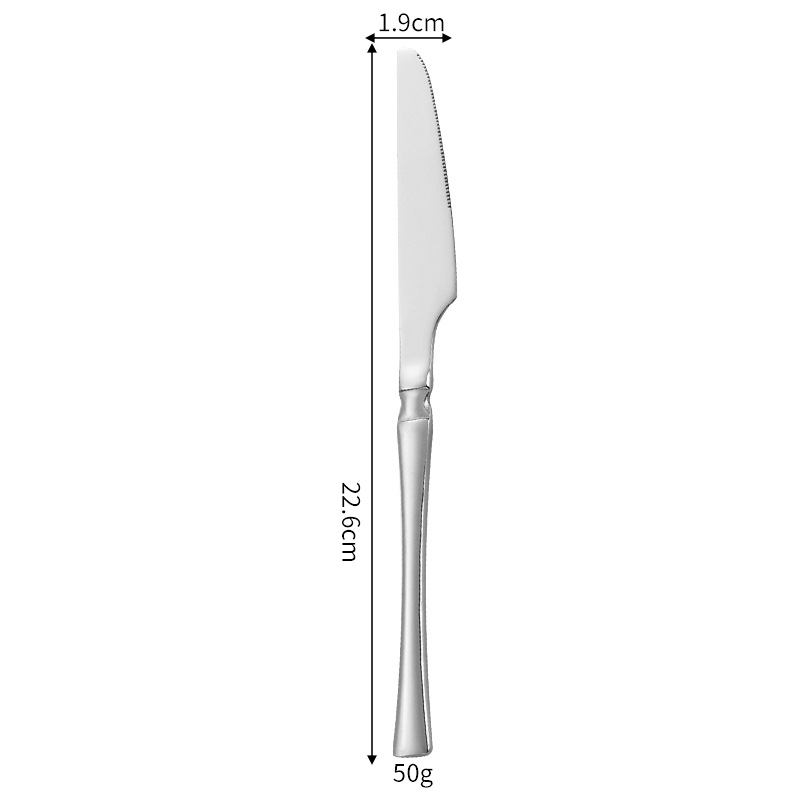 Cuchillo de acero inoxidable transfronterizo, tenedor y cuchara cintura pequeña cuchillo de carne de cuatro piezas y tenedor brillante vajilla occidental traje cuchara europea