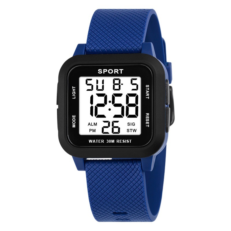 Hombres al aire libre cuadrado multi-funcional deportes reloj electrónico moda simple impermeable hombres casual estudiante reloj al por mayor