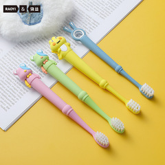 RAOYI Children's Toothbrush 1 Piece, 2-12 Years Old Silicone Handle Cartoon Dinosaur Super Fine Soft bristle Toothbrush, Factory Wholesale