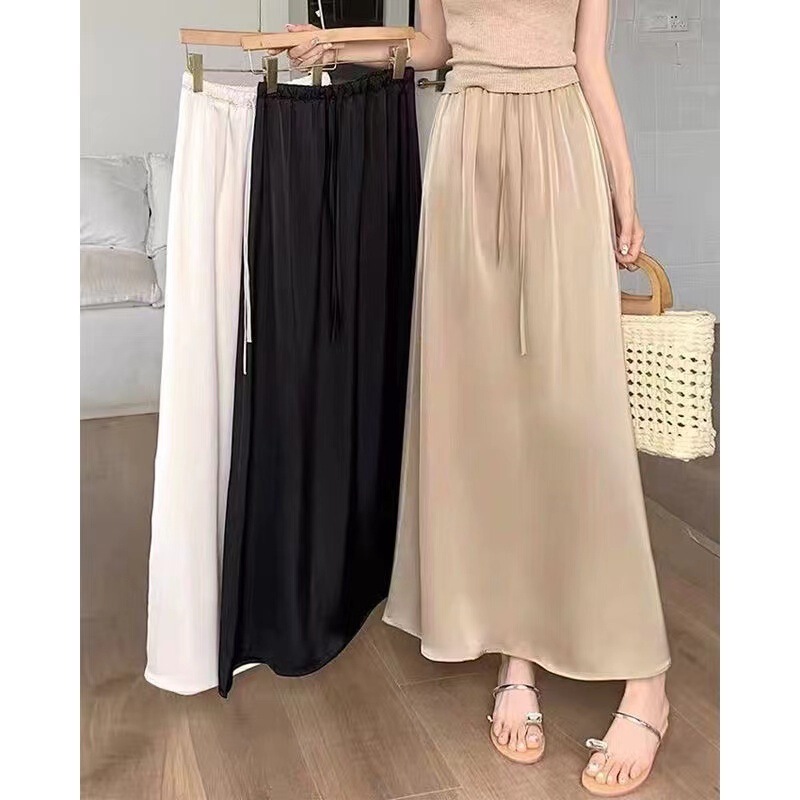 Pregnant Women's Skirt High-grade Acetic Acid Satin Women's Summer 2024 High Waist Slimming A- line Chubby Girl's Large Umbrella Skirt Pregnant Women's Skirt High-grade Acetic Acid Satin Women's Summer 2024 High Waist Slimming A- line Chubby Girl's Large Umbrella Skirt