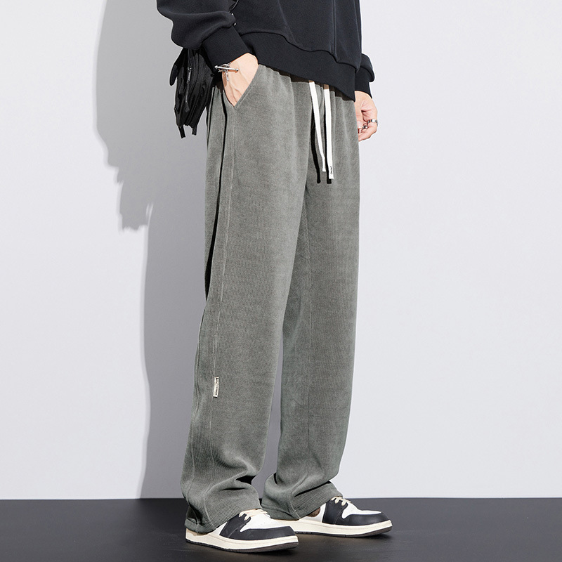 Autumn and Winter New Style Kaiduo Pattern Knitted Japanese Loose Straight-Leg Floor-Length Casual Pants with Drawstring Elastic Sports Long Pants Sweatpants