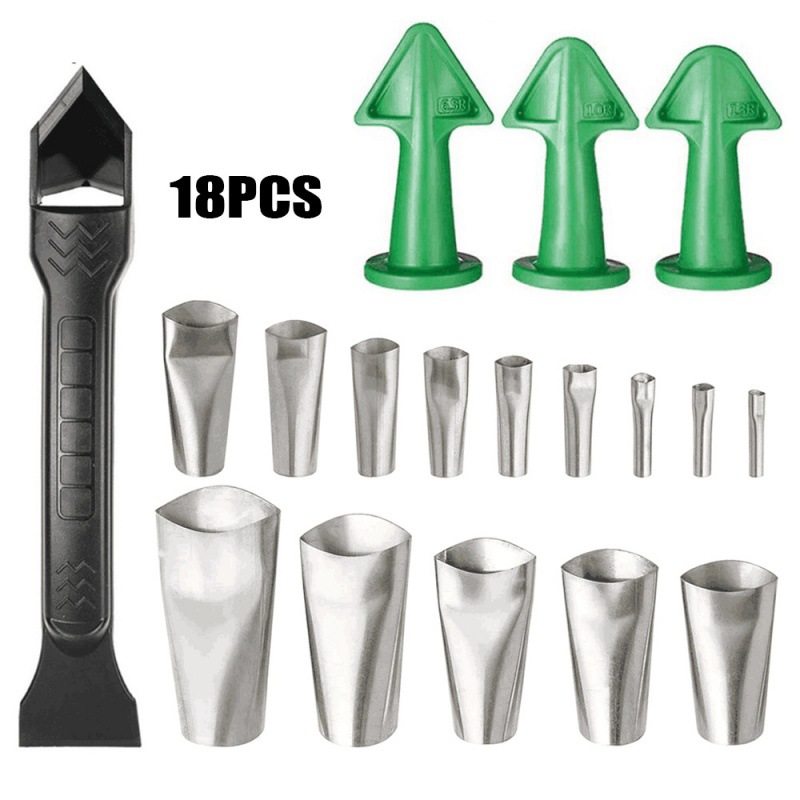 18件套填缝工具玻璃胶塑料去除器铲刀刮板填缝喷嘴涂抹器