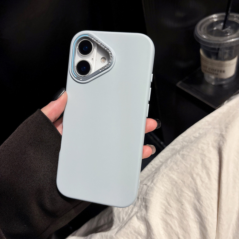 Apple 16ProMax 液体シリコーンメタルドットダイヤモンドフレーム iP16 携帯電話ケース 16Pro フラッシュダイヤモンドレンズに適しています。|undefined
