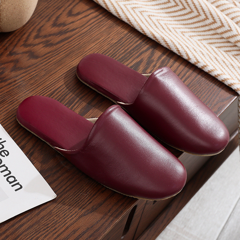 Spring and Autumn Four Seasons Home First Layer Lambskin Slippers Women's Home Indoor Wooden Floor Baotou Home Leather Slippers Manufacturer
