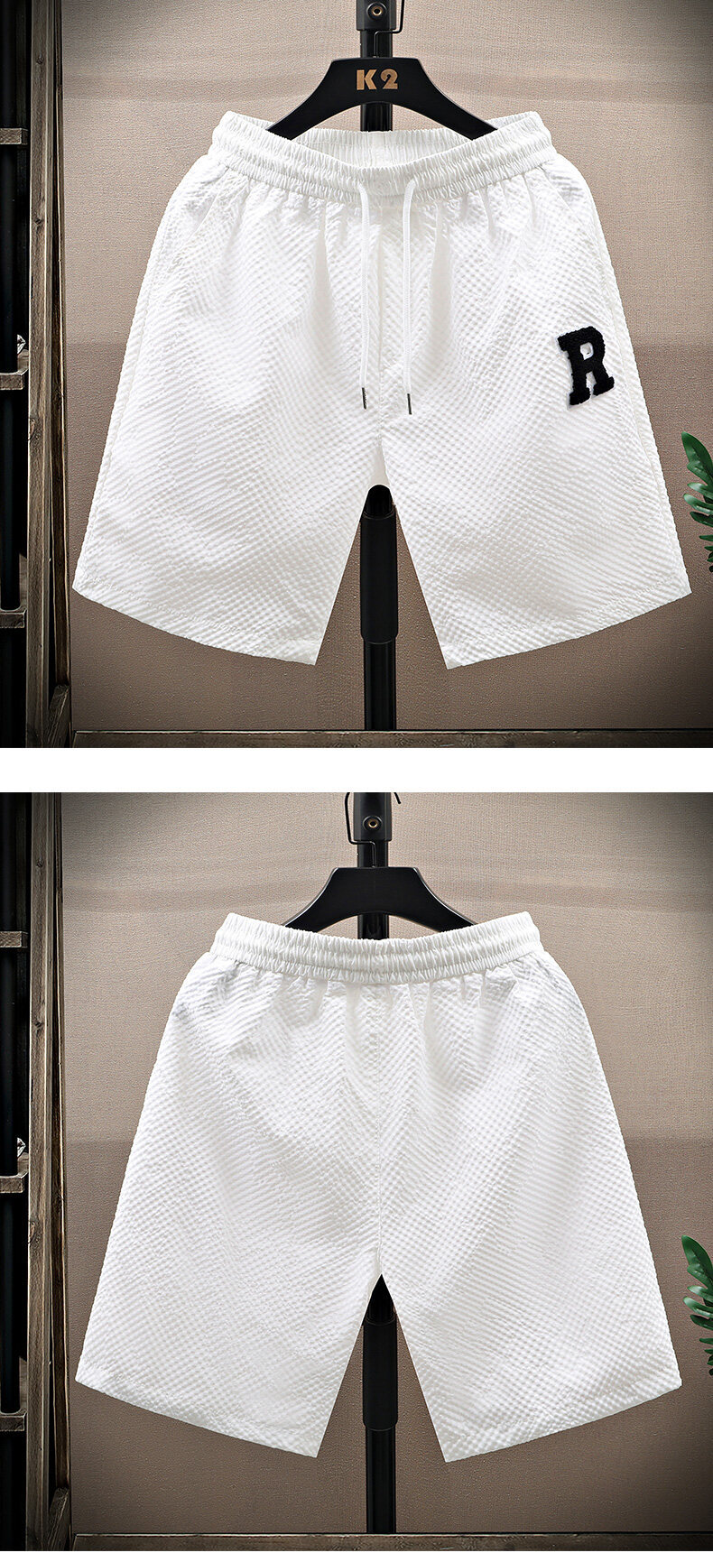 Men's Summer Sports Shorts Loose Stretch Elastic Waistband Five Point Casual Beach Pants Mid Waist Drawstring_viptrois.com