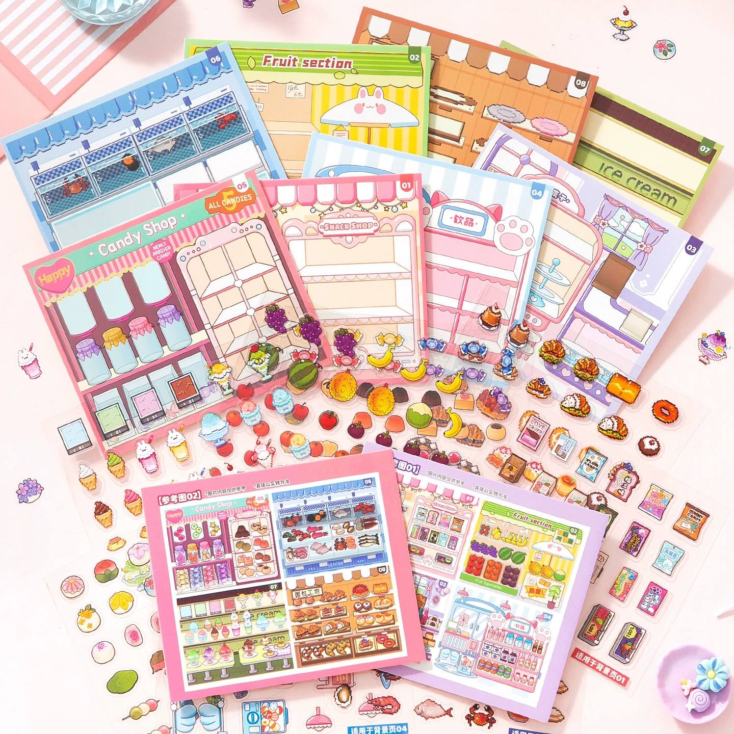Mini cargo storage sticker book Гурманские фрукты десерт Имитационная витрина Менеджмент миниатюрная сценa коллекционная книга