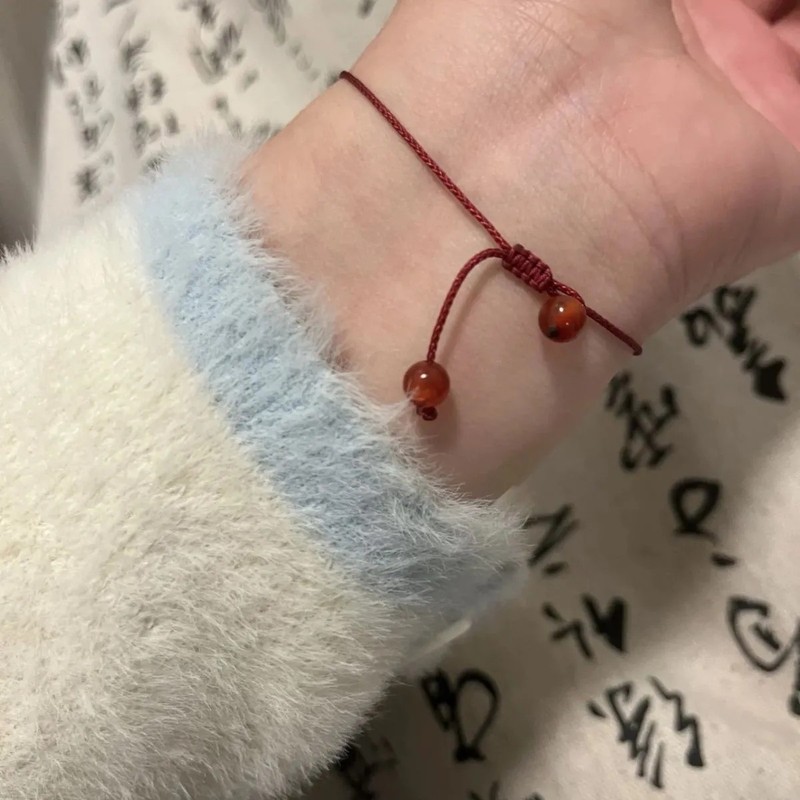 细小红绳超细手工编织脚链情侣本命年掉色手链闺蜜转运手绳脚绳|undefined