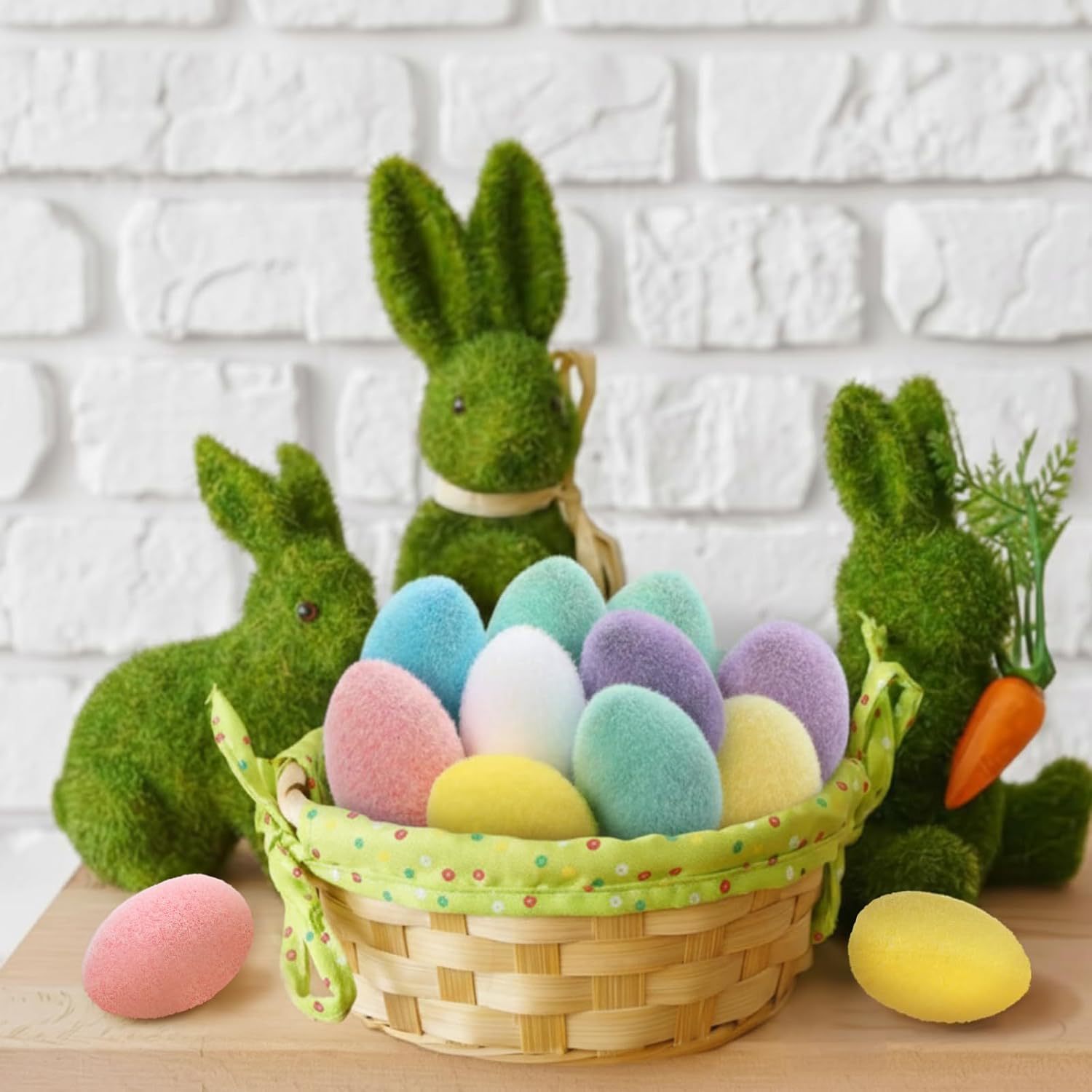2026 nuevo color flocado huevo de Pascua DIY guirlanda decoración decoración de Pascua diseño de escena