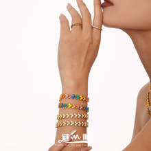 谜丽多巴胺三角拼接手工镶嵌圆钻超闪锆石手链女高贵奢华首饰批发