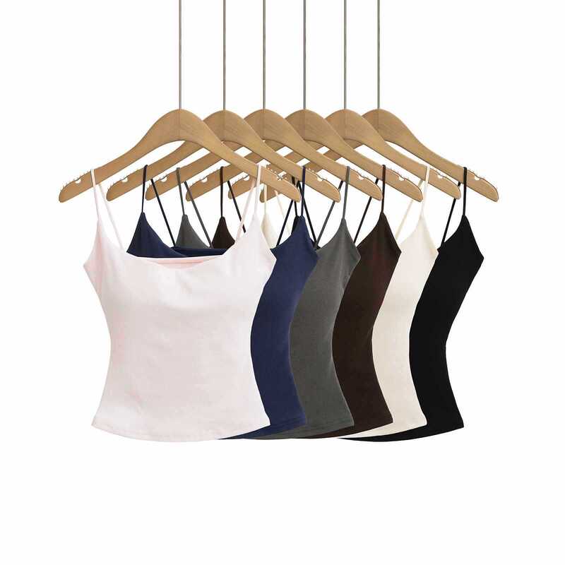 Women's Slim-Fit Camisole with Built-in Bra and Chest Pads, Pure Desire Style, Suitable for Outerwear