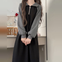 高级感赫本风黑色连衣裙子女秋季2025新款韩系穿搭气质收腰长裙