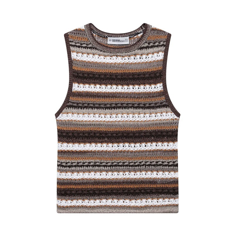 Unizera Women's Clothing 2026 Summer New Casual Sleeveless Round Neck Crochet Striped Knitted Top 3991010 Unizera Women's Clothing 2026 Summer New Casual Sleeveless Round Neck Crochet Striped Knitted Top 3991010