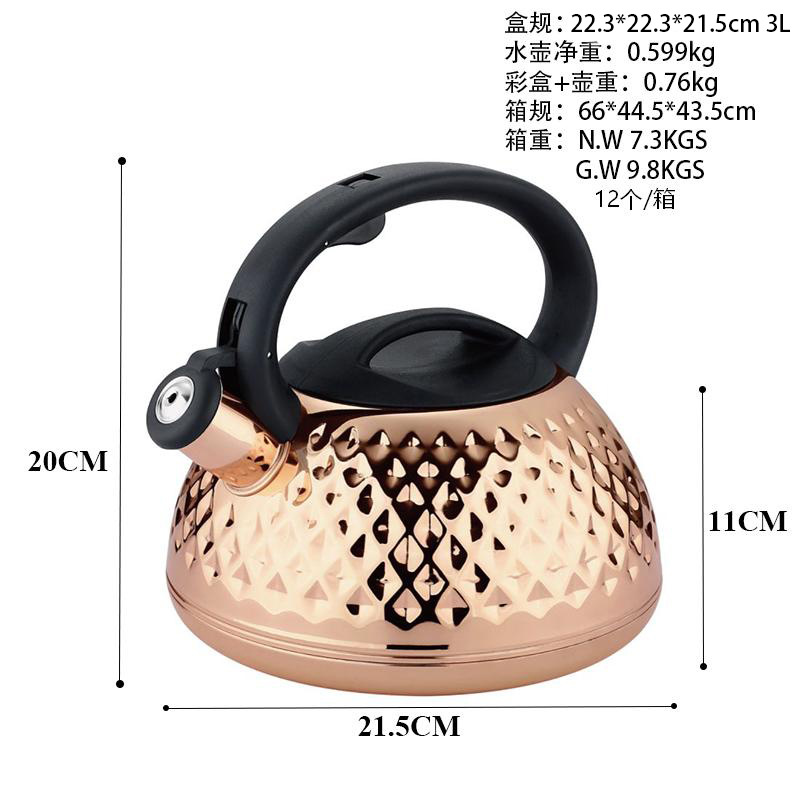 Hervidor Silbante de Acero Inoxidable 201 con Silbato para Cocina y Camping