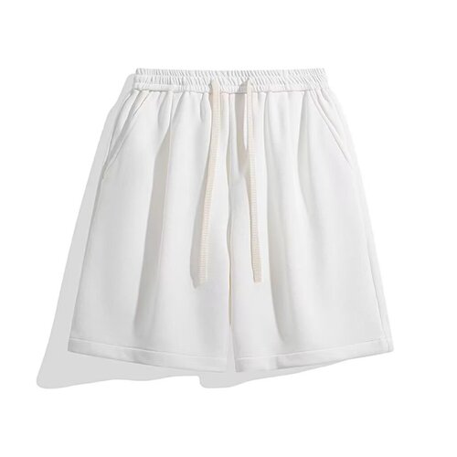 Heavy-duty American-style solid color casual summer shorts for men, casual sports pants, 5-inch drawstring loose 5-inch pants