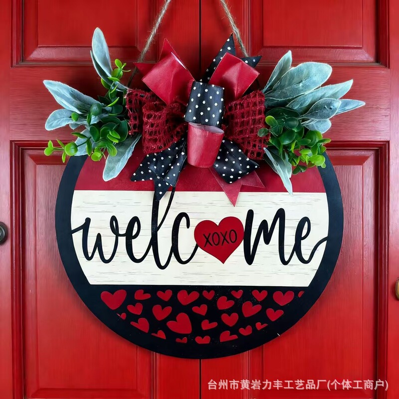 Cross-Border New Product Valentine's Day Wooden Door Sign Hanging Decoration Christmas Front Door Courtyard Door Background Wall Decoration Hanging Ornament Cross-Border New Product Valentine's Day Wooden Door Sign Hanging Decoration Christmas Front Door Courtyard Door Background Wall Decoration Hanging Ornament