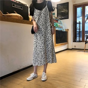 [Four-sided bullet] 2021 women's suit chiffon suspenders dress long student temperament fashion two-piece set
