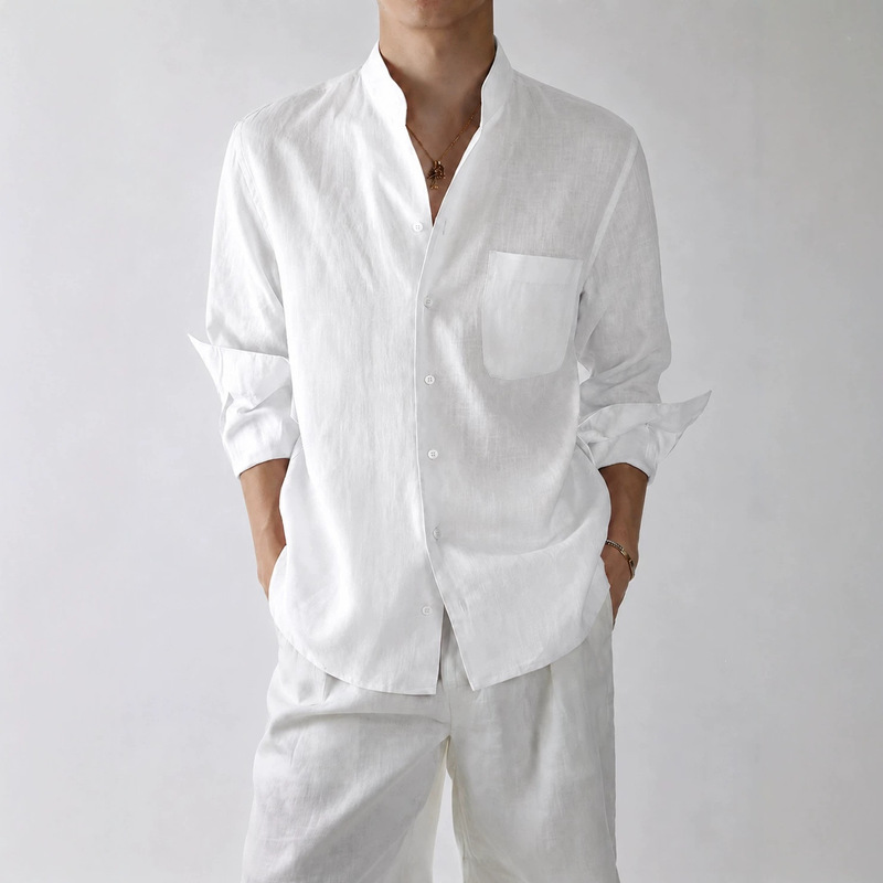 Lyocell (Tencel) 70% Linen 30% Old Money Style Long Sleeve Shirt for Men, Sun Protection Shirt for Women