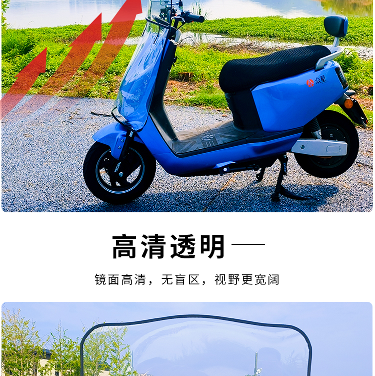 Battery car rain shield windshield cover electric motorcycle front transparent pvc up and down widened thick wind shield rain plate