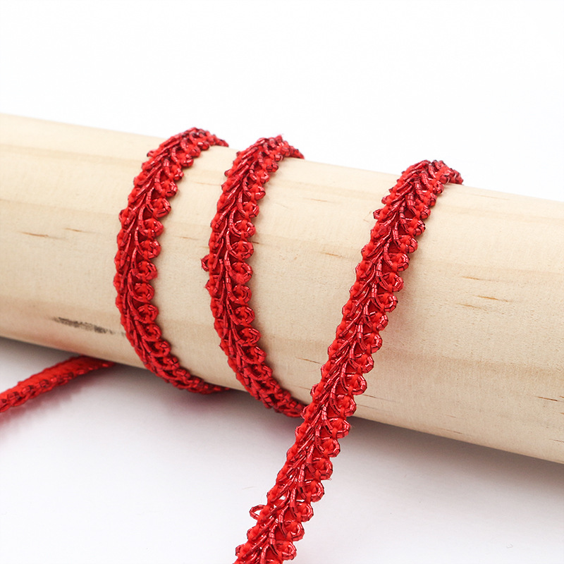 Venta caliente transfronteriza 0,8 cm poliéster color brillante ciempiés cinta de encaje color Navidad pequeña cinta textiles para el hogar accesorios de iluminación