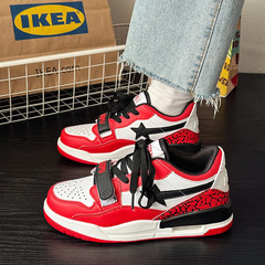 chic校園風白紅撞色氣墊運動鞋女學生輕便球鞋厚底顯高百搭運動鞋