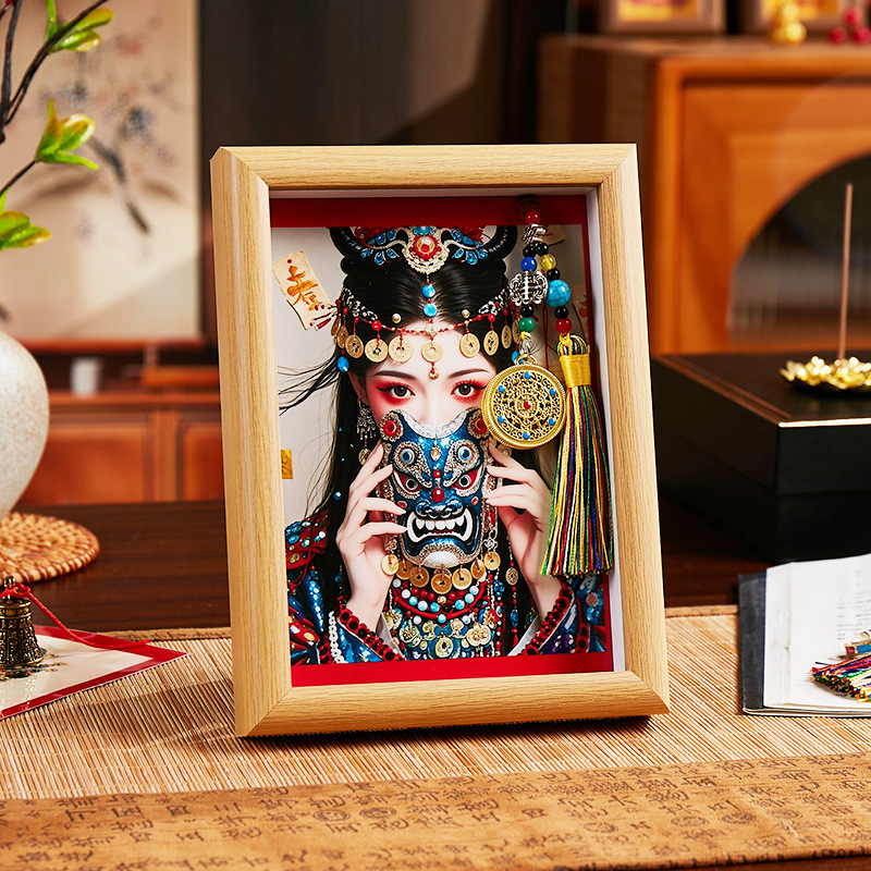 藏式描金唐卡画芯画布扎基拉姆前世今生相框画玄关摆台手工唐卡|undefined