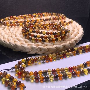 Natural Burmese Amber Duobao 108 Buddha Beads Multi-Circle Bracelet Blood Pot Cave Root Pot Blue Pot Brown Pot Combination